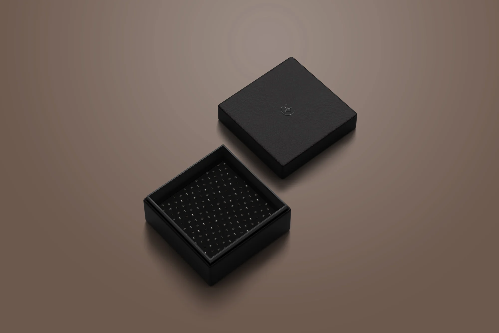 EIMA — the presentation box in black, debossed mark