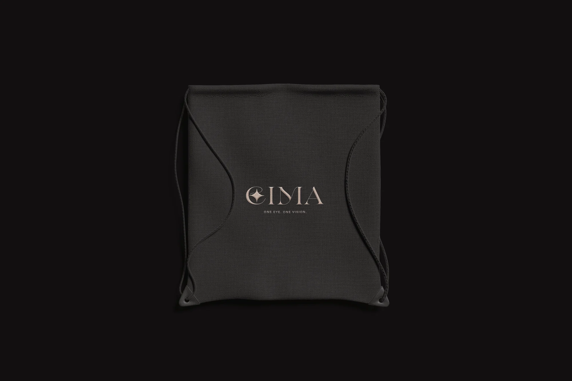EIMA — the dust bag, black on black, the monogram embossed