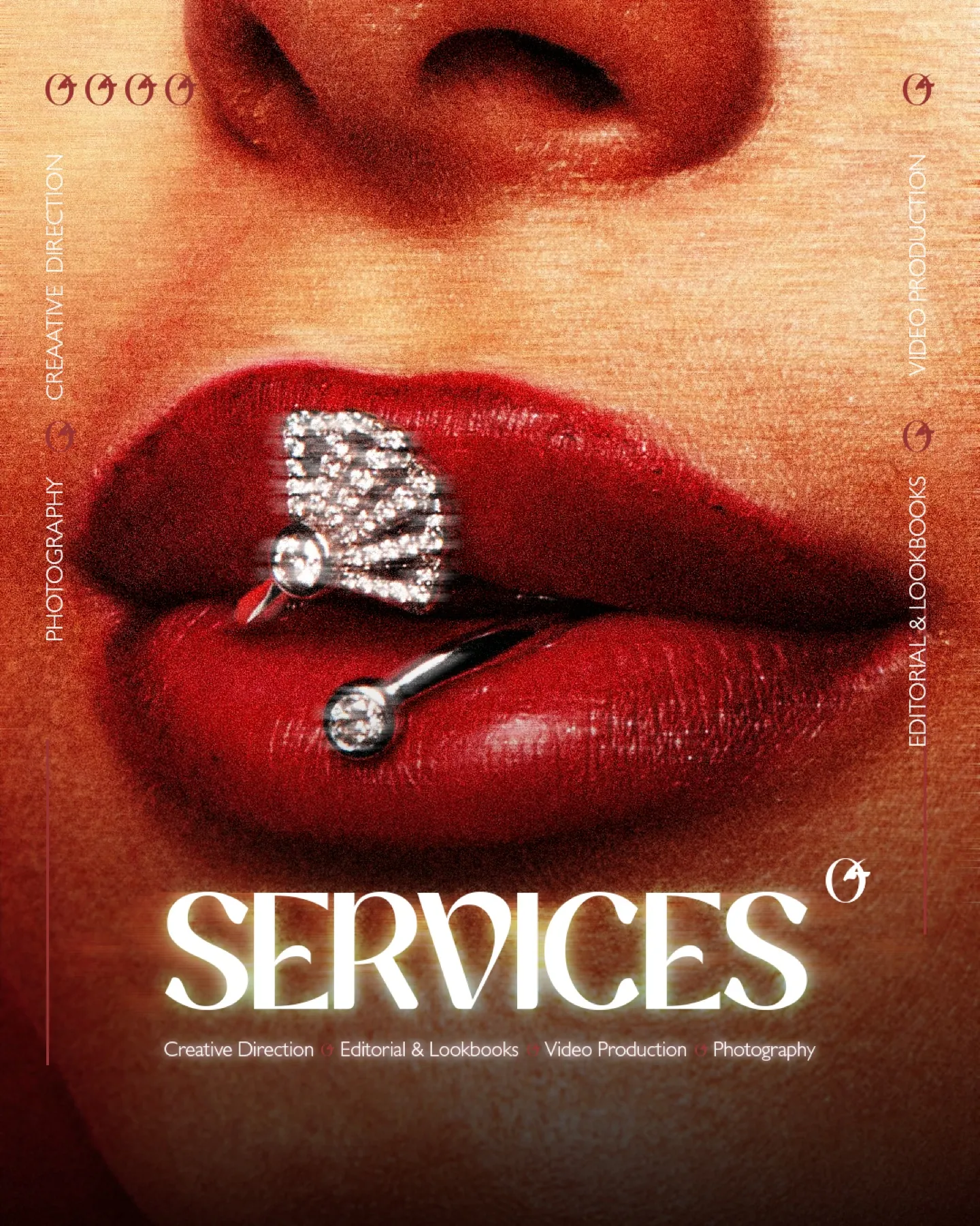 Flyingoat — the offer artwork, a chrome diamond held in red lips