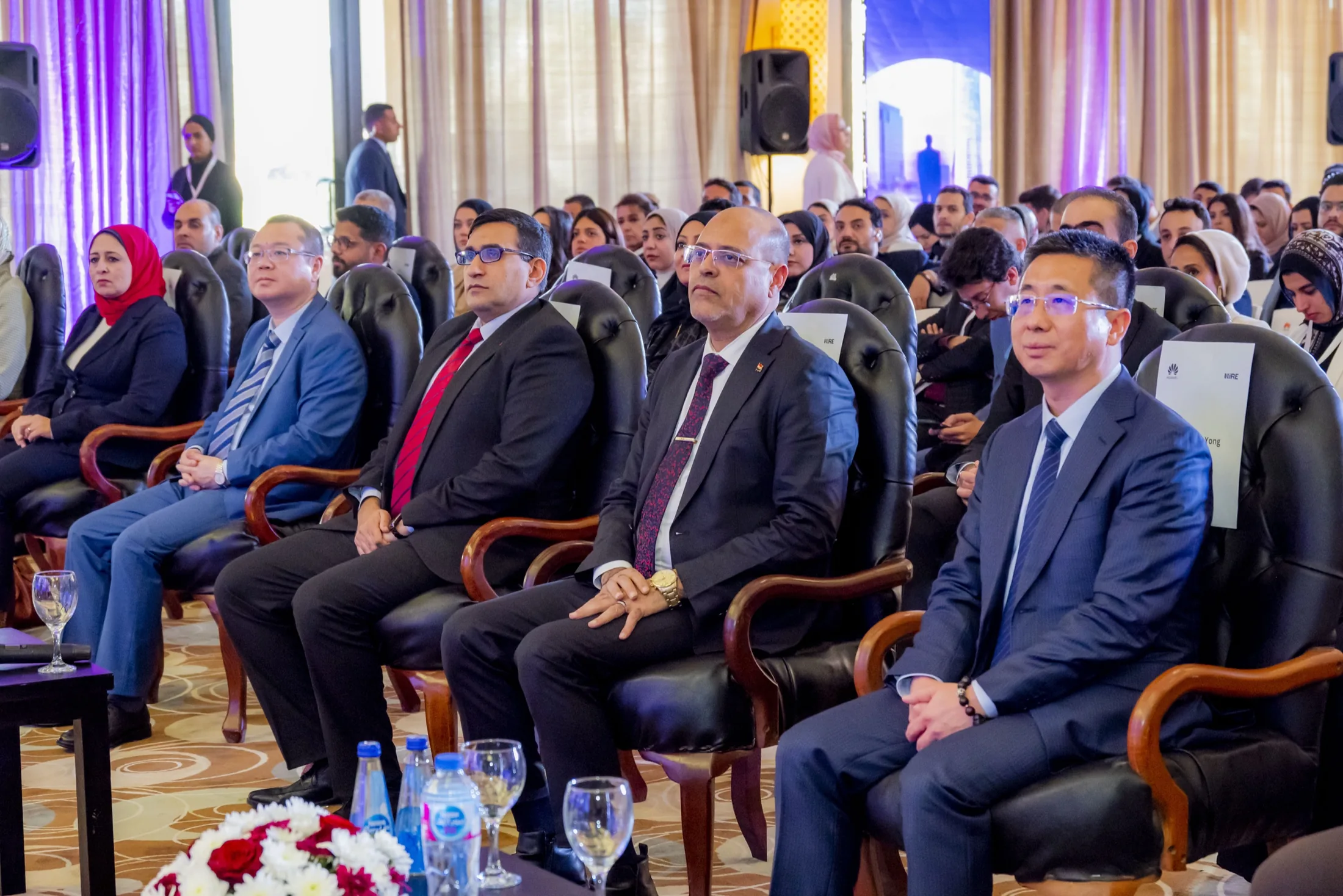 Egypt's Minister of Communications and Huawei's Vice President seated together in the front row