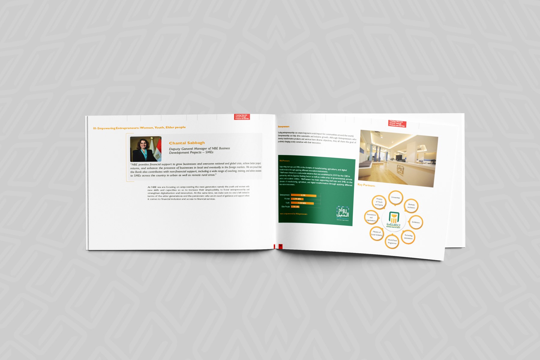 An open spread — a heritage interior and a portrait